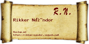 Rikker Nándor névjegykártya